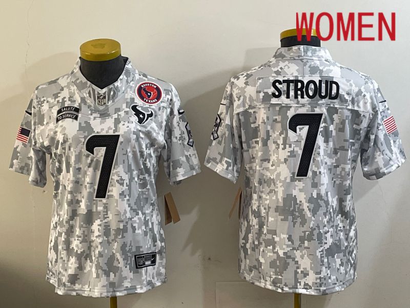 Women Houston Texans #7 Stroud Nike Arctic Camo 2024 Salute to Service Limited NFL Jersey style 2